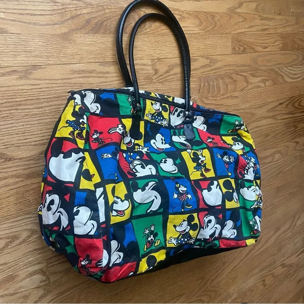 VINTAGE MICKEY MOUSE DISNEY COLORFUL TOTE DUFFEL BAG